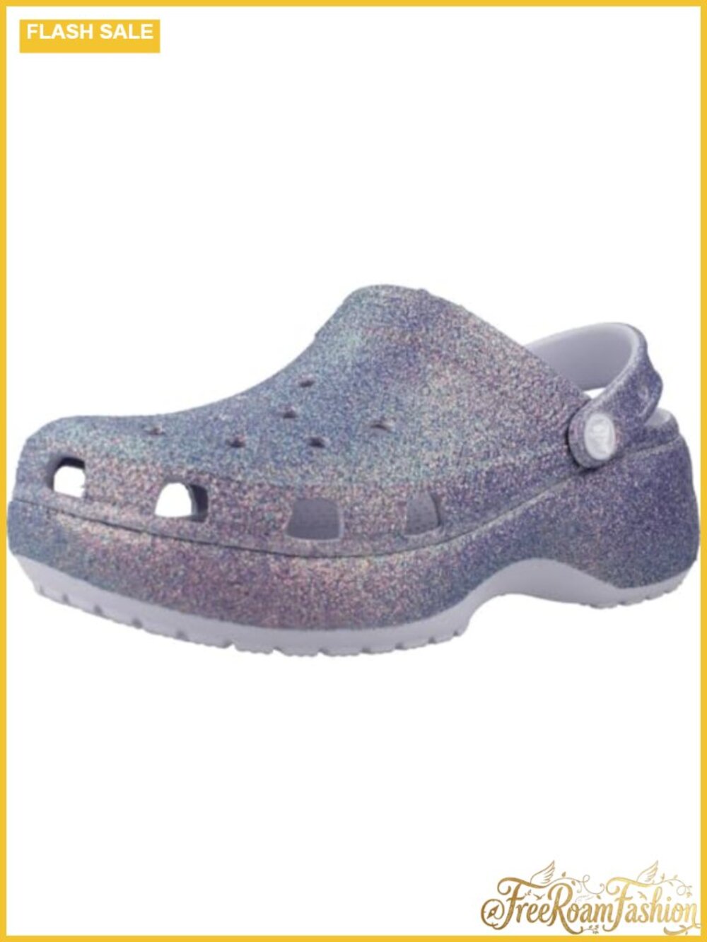 Crocs Classic Platform Glitter Clog Women's Slip-On Waterproof Casual Shoe